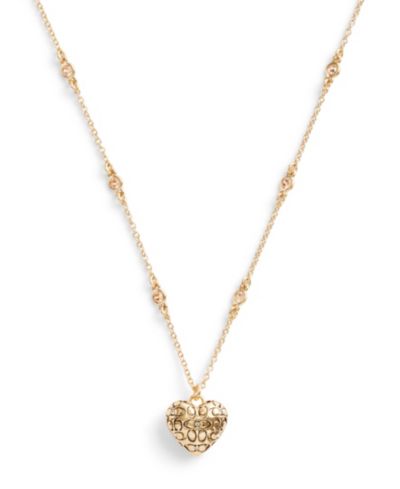 COACH Подвеска-кулон Cubic Zirconia Signature Quilted Heart