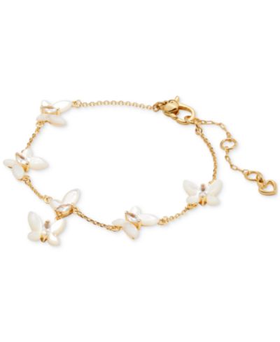 Kate Spade New York Gold-Tone Cubic Zirconia & Mother-of-Pearl Butterfly Link Bracelet