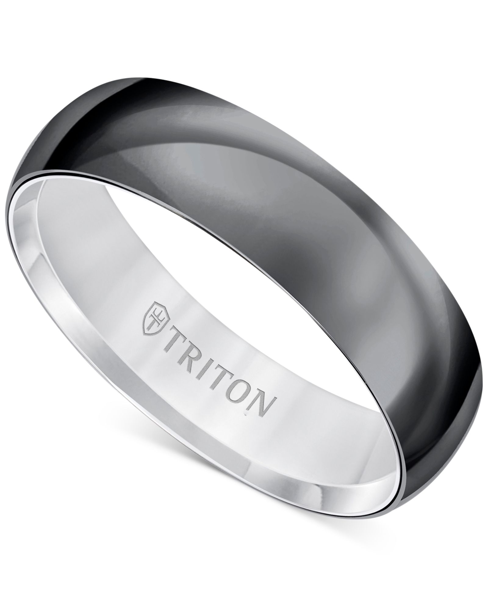 Обручальное кольцо Triton Men's Titan в черном и белом титане