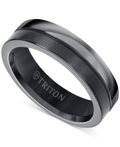 Мужское двухцветное текстурированное обручальное кольцо Triton из титана