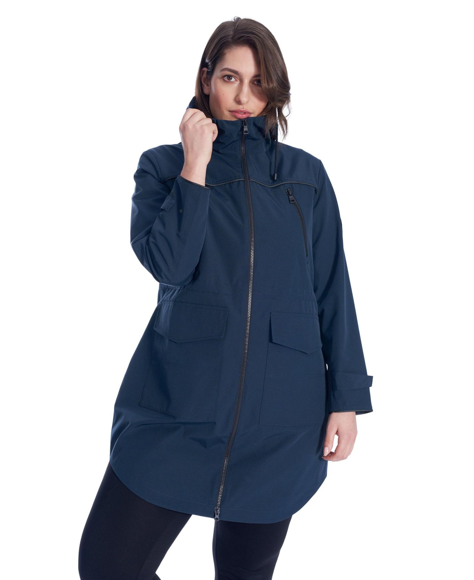 WOMEN'S PLUS SIZE RAIN  - WEATHER RESISTANT RAINCOAT WITH DRAWSTRING HOOD