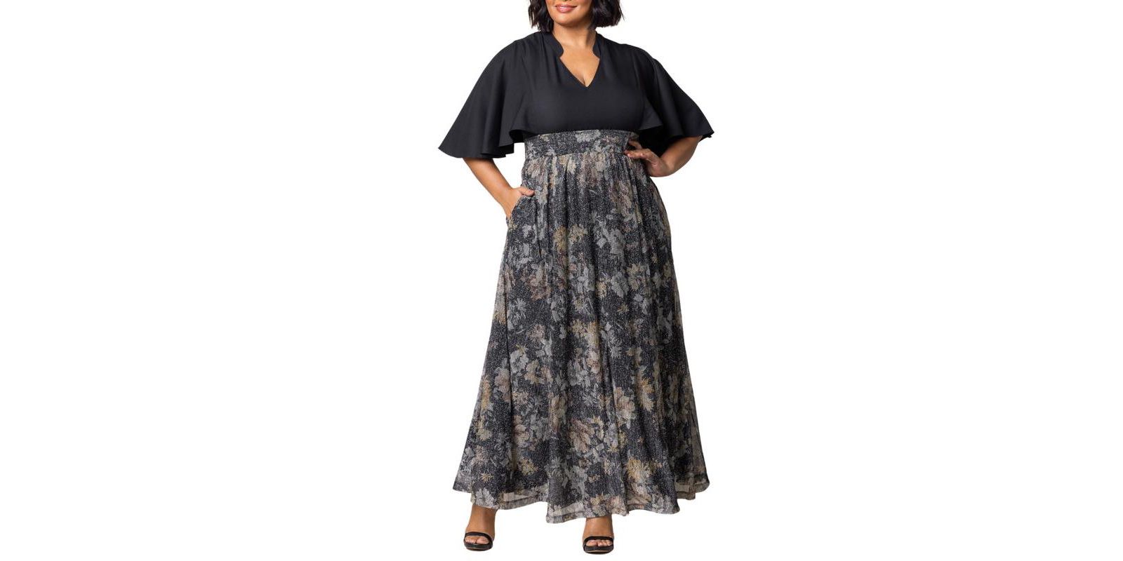 Kiyonna Plus Size Avisa Flowy A Line Evening Gown