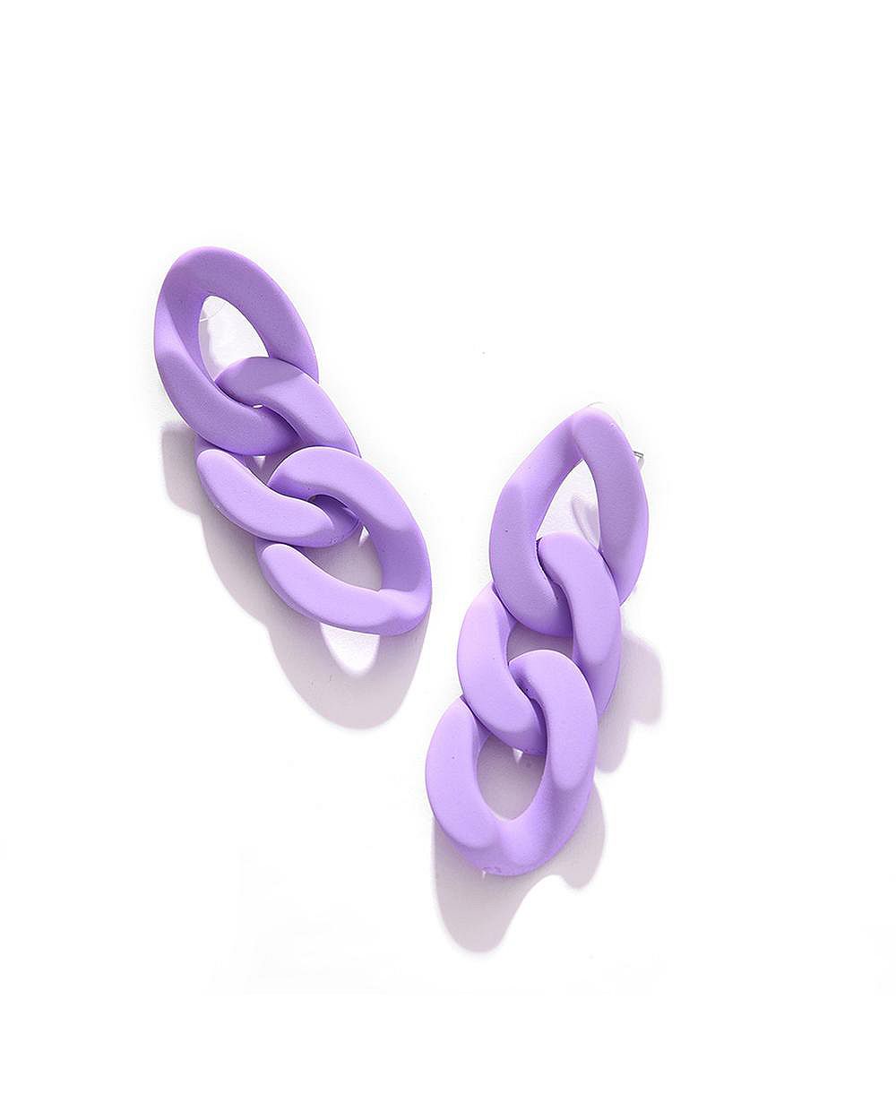 SOHI Women's Purple  Chainlink Drop Earrings