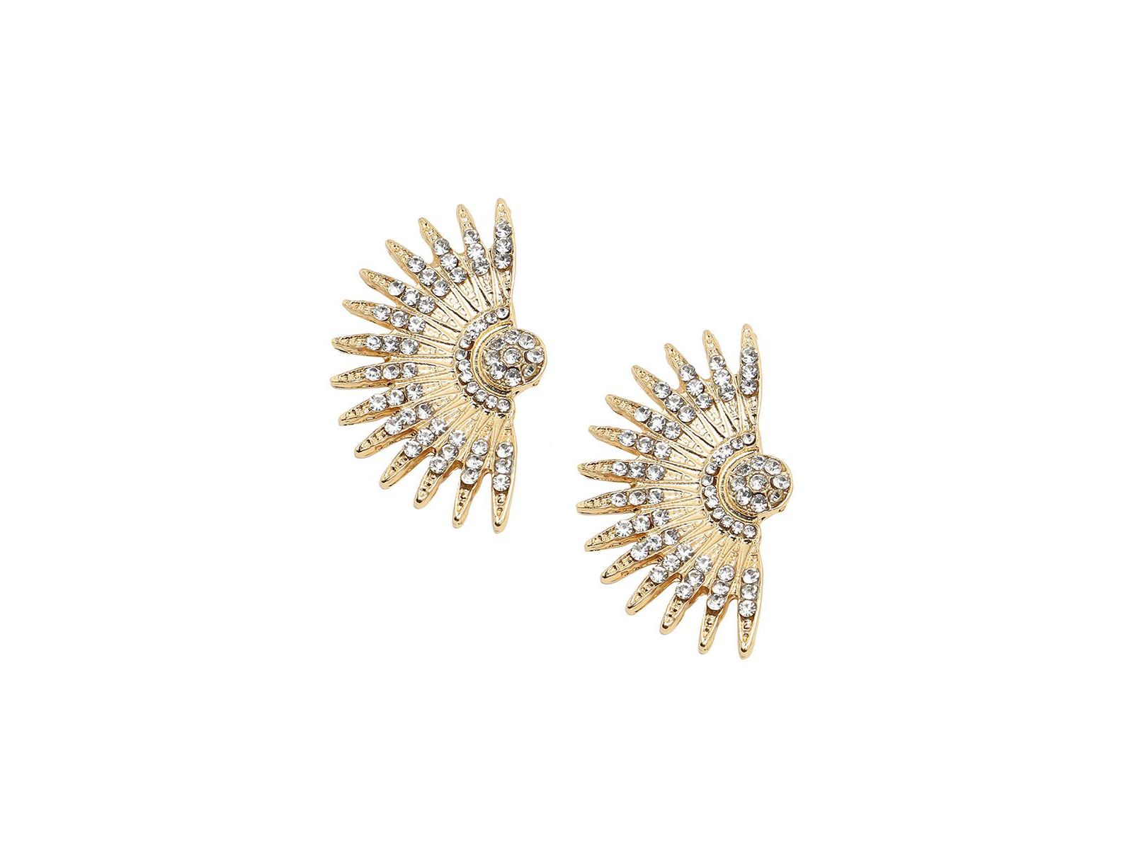 SOHI Women's Gold Embellished Rays Drop Earrings