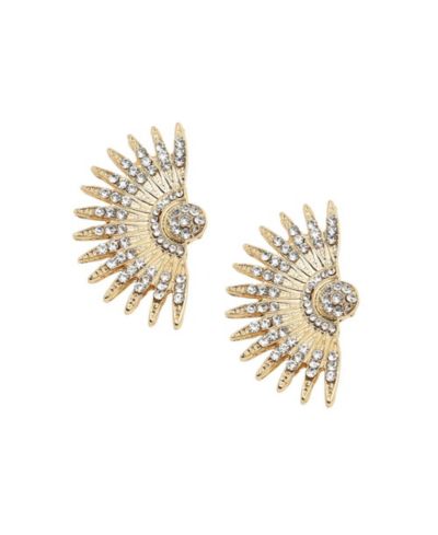 SOHI Women's Gold Embellished Rays Drop Earrings