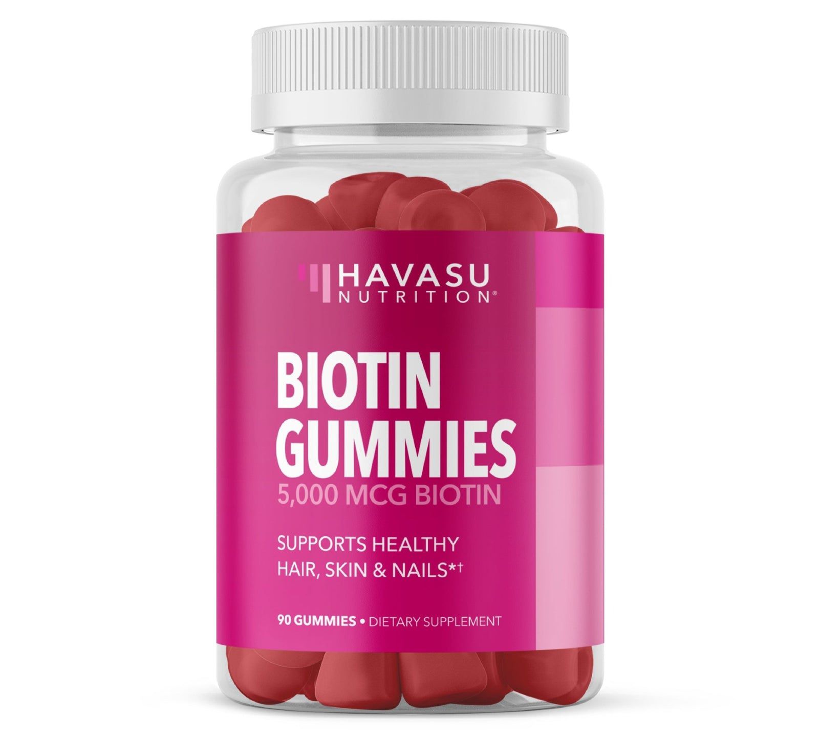 Биотин в мармеладках для волос, кожи и ногтей, клубничный вкус, Havasu Nutrition, 90 шт
