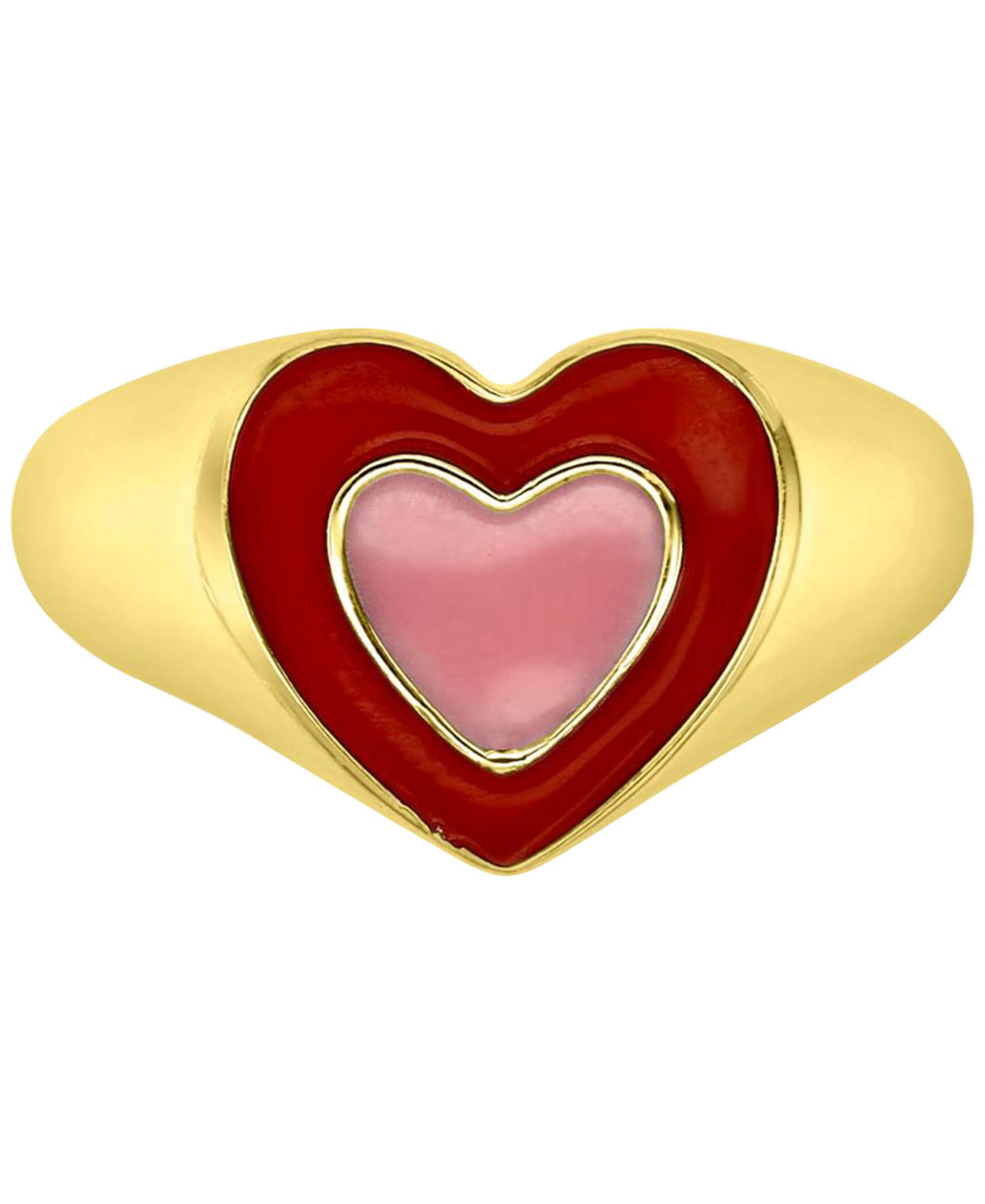 Кольцо в форме сердца из эмали, 14k Gold-Plated Sterling Silver