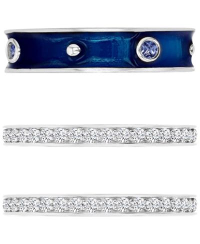 Набор колец Cubic Zirconia & Enamel Stack 3-Pc. Set в 14k Gold-Plated Sterling Silver