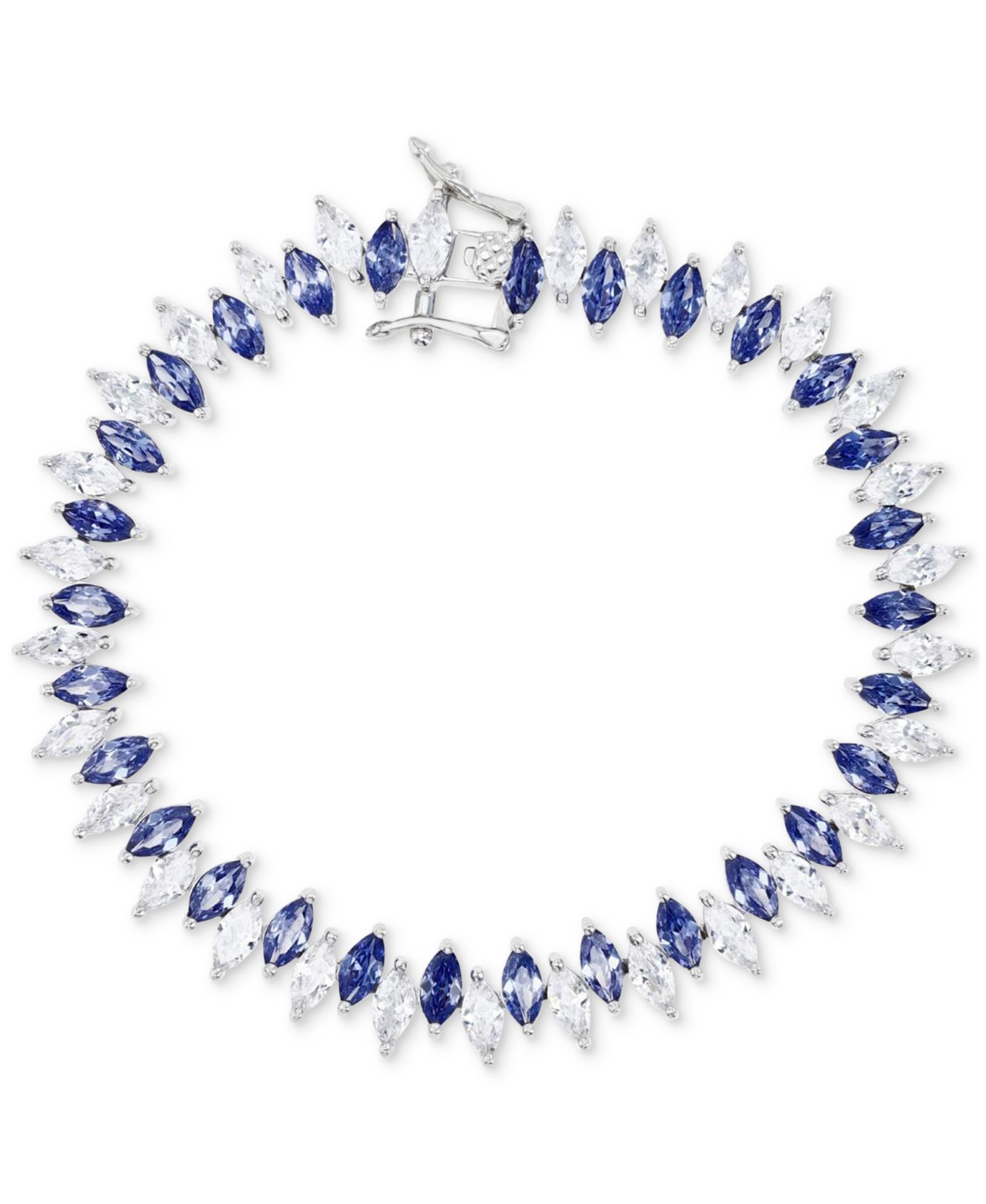 Браслет Cubic Zirconia Blue & White Marquise Zigzag Tennis в Sterling Silver