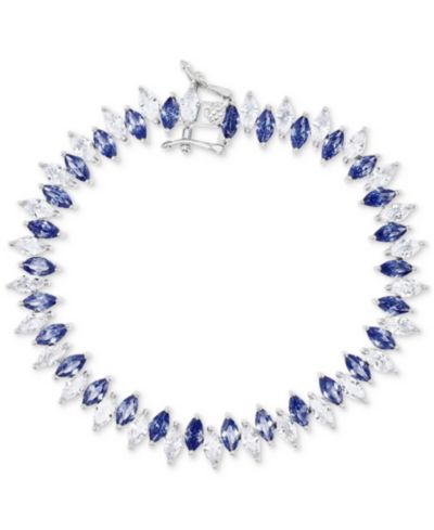 Браслет Cubic Zirconia Blue & White Marquise Zigzag Tennis в Sterling Silver