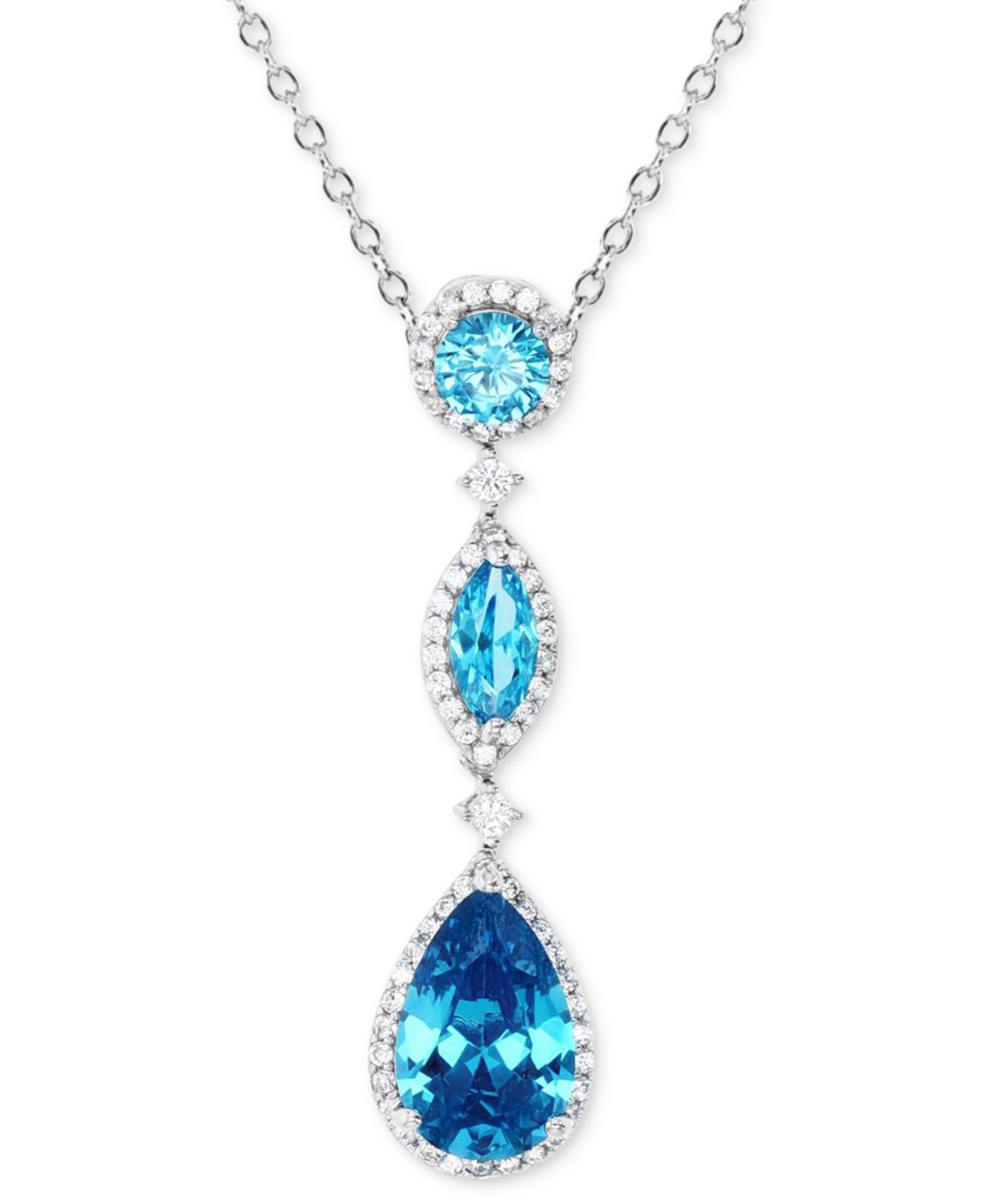 Macy's ожерелье-лариат Cubic Zirconia Mixed-Cut 18" в Sterling Silver