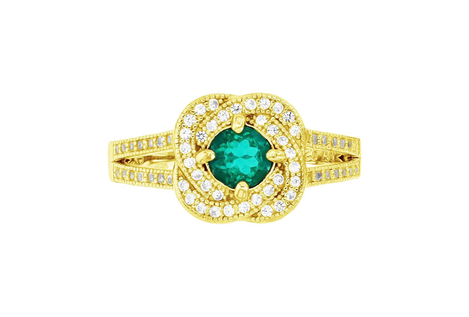 Кольцо с кубическим цирконием в позолоченном серебре 14k Gold-Plated