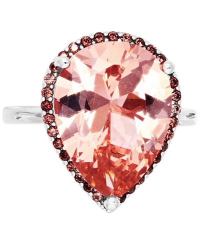 Simulated Morganite Nano (11 ct. t.w.) & Smoky Cubic Zirconia Statement Ring in Sterling Silver