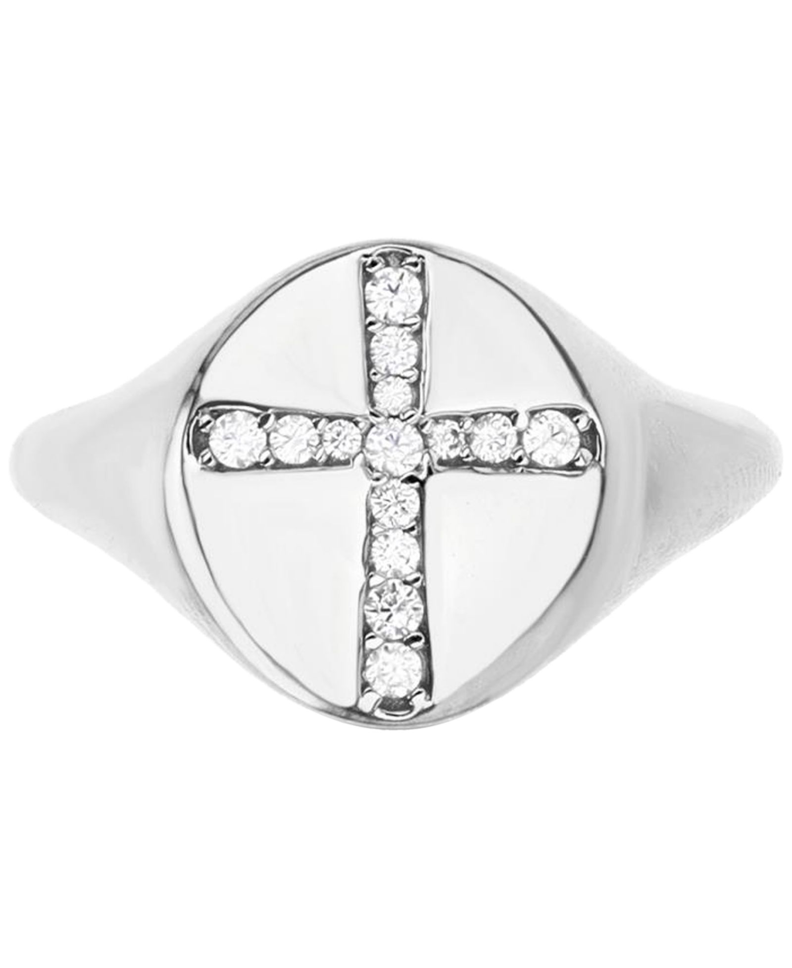 Кольцо-печатка Cubic Zirconia Pavé Cross Polished