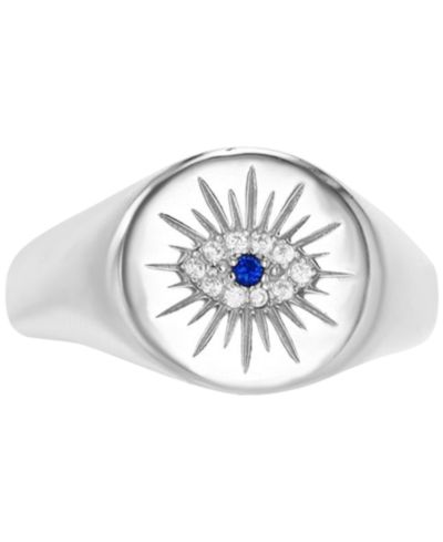 Кольцо Cubic Zirconia & Lab Grown Blue Spinel Accent Evil Eye Sterling Silver