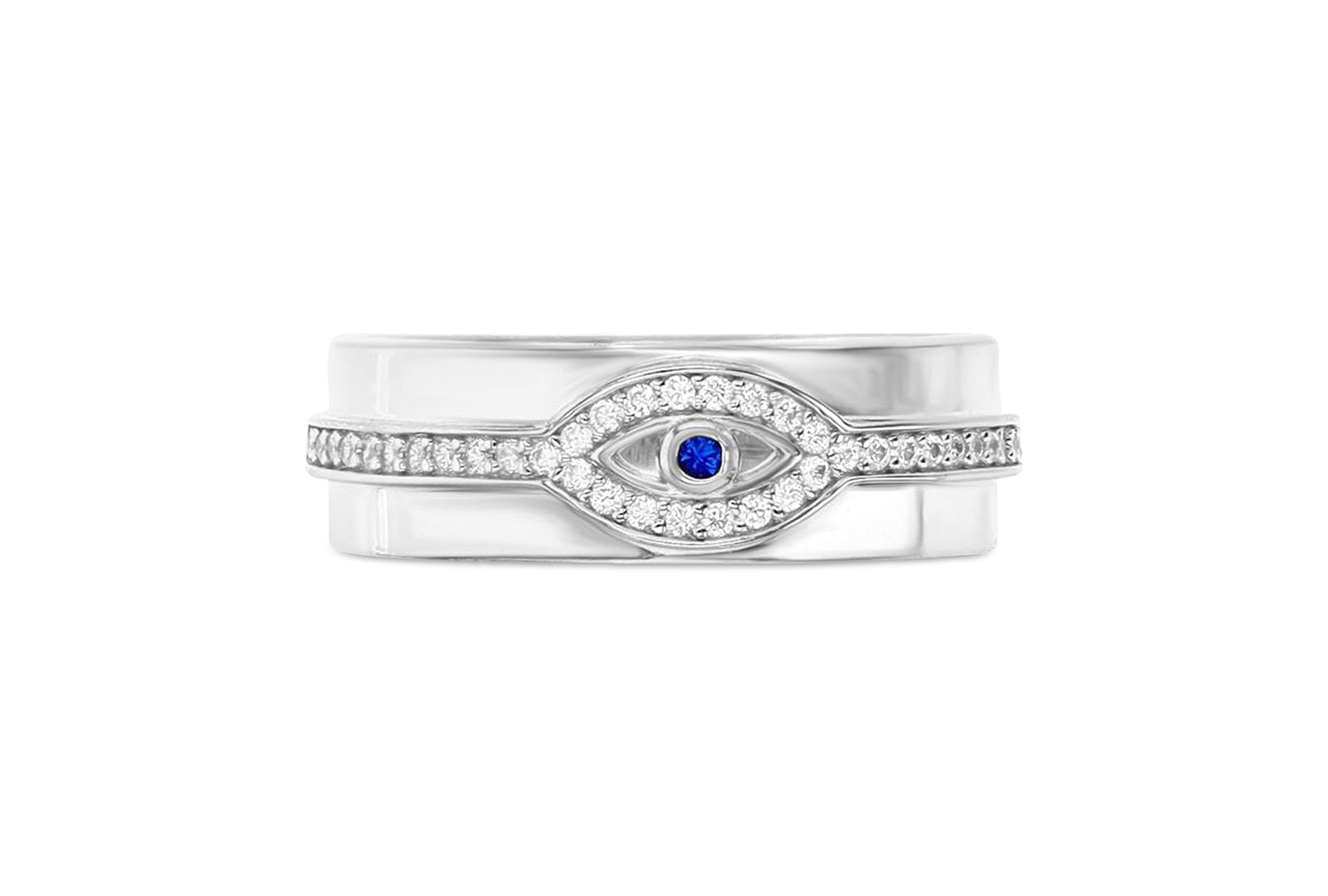 Кольцо Cubic Zirconia & Lab Grown Blue Spinel Accent Evil Eye Band