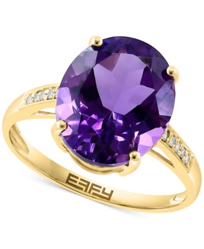 Кольцо EFFY® Amethyst (4-1/6 ct. t.w.) & Diamond (1/20 ct. t.w.) Oval в 14k Gold