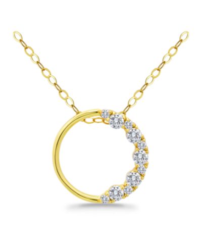 Giani Bernini Cubic Zirconia Circle Pendant Necklace in Sterling Silver, 16" + 2" extender, Created for Macy's