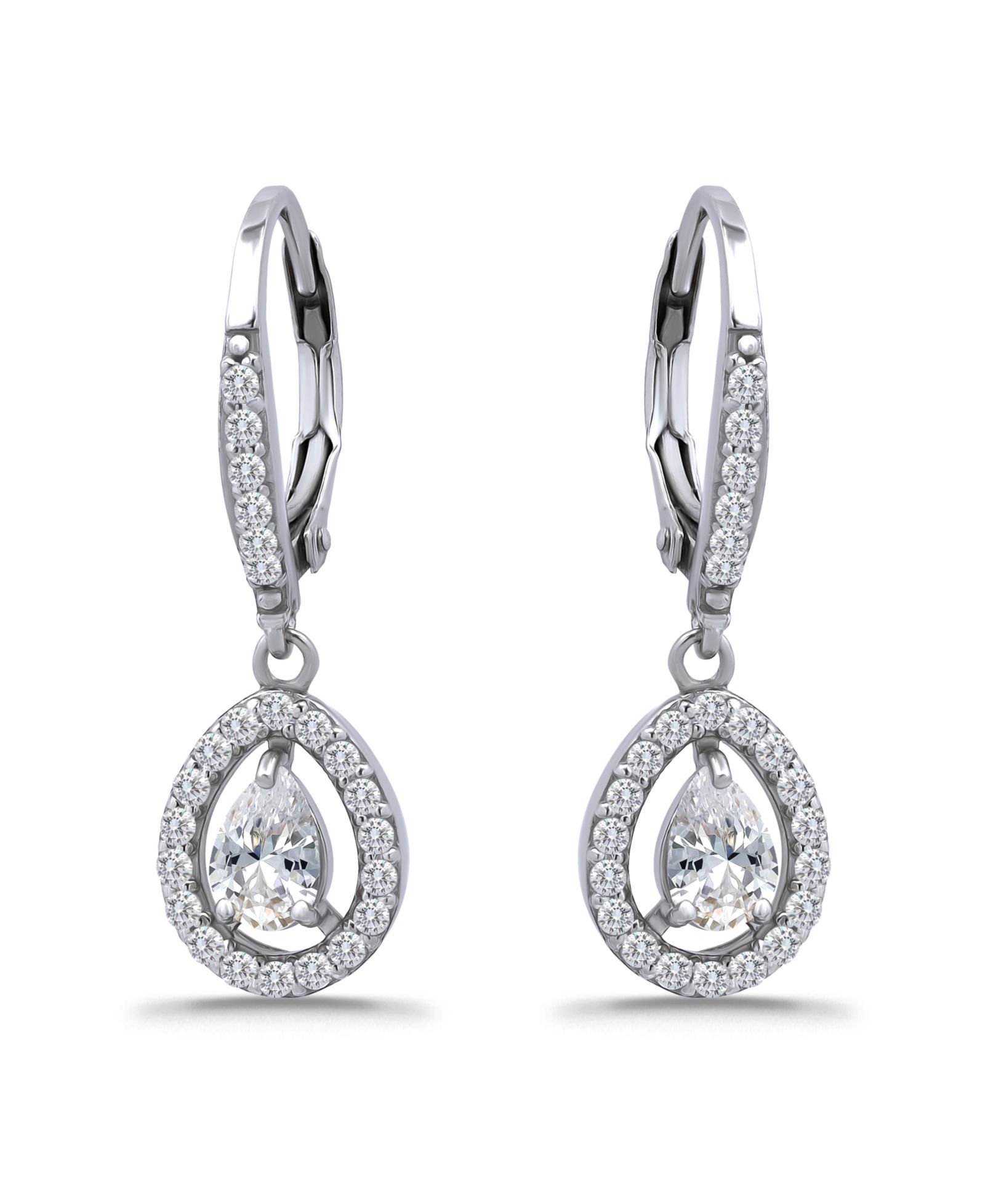 Серьги-подвески Giani Bernini Cubic Zirconia Pear Teardrop Halo Leverback из стерлингового серебра с напылением 18k Gold-Plated