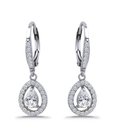 Giani Bernini Cubic Zirconia Pear Teardrop Halo Leverback Drop Earrings in 18k Gold-Plated Sterling Silver, Created for Macy's