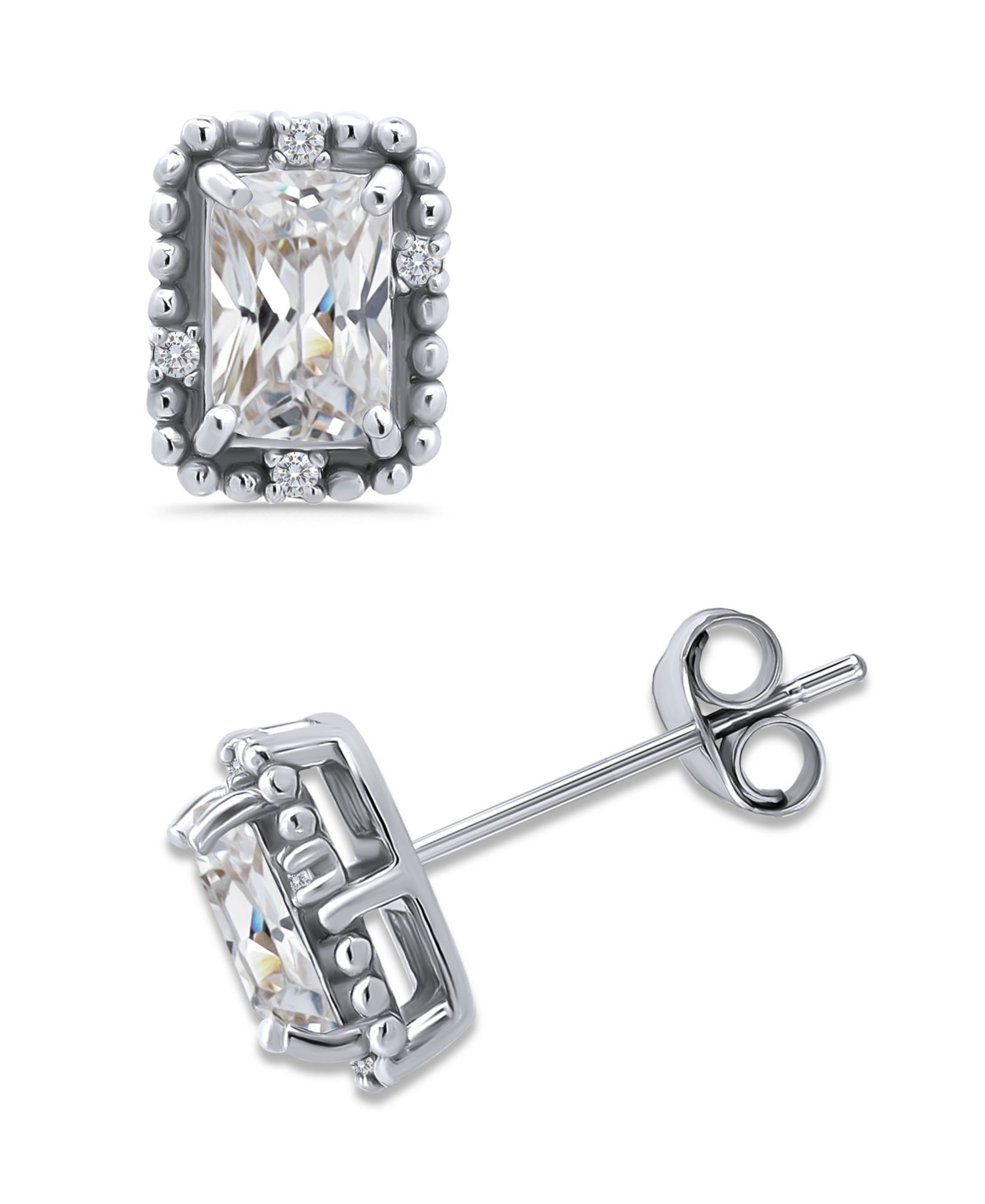 Giani Bernini Cubic Zirconia Bead Frame Stud Earrings in 18k Gold-Plated Sterling Silver, Created for Macy's
