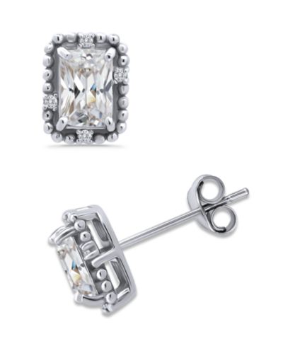 Giani Bernini Cubic Zirconia Bead Frame Stud Earrings in 18k Gold-Plated Sterling Silver, Created for Macy's