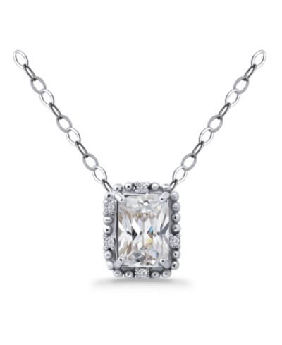 Giani Bernini Cubic Zirconia Bead Frame Pendant Necklace in Sterling Silver, 16" + 2" extender, Created for Macy's