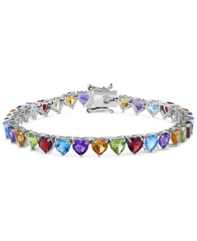 EFFY ® Multi-Gemstone Heart Tennis Bracelet (16 ct. t.w.) in Sterling Silver