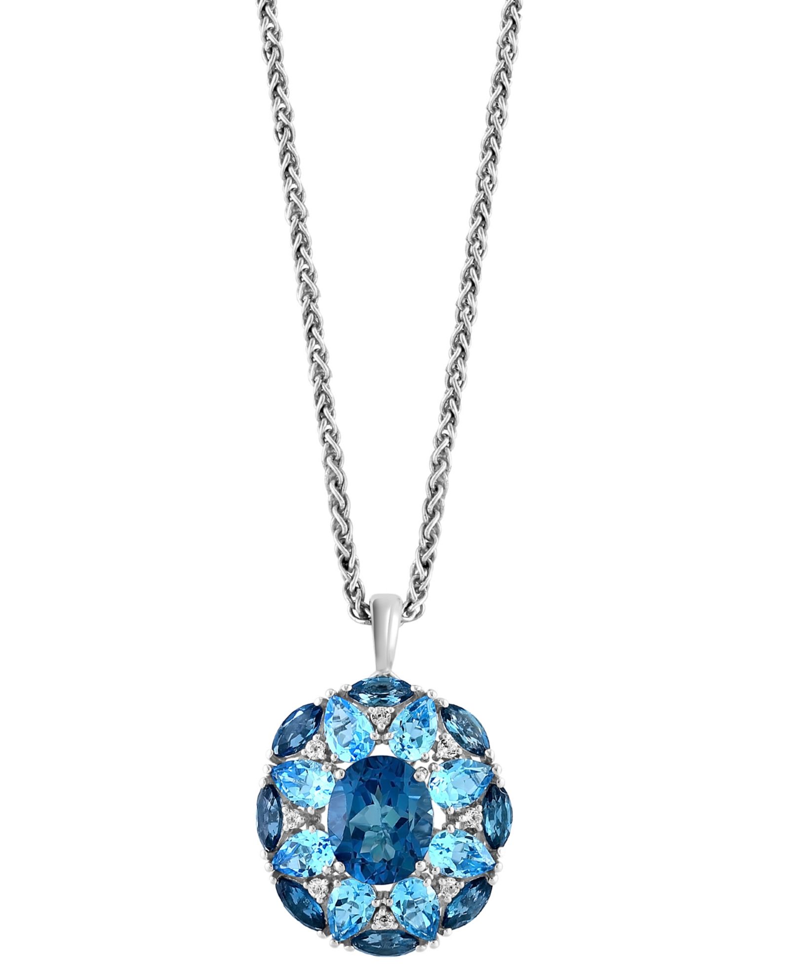 EFFY® Multi-Topaz Flower подвеска-ожерелье 18" из стерлингового серебра
