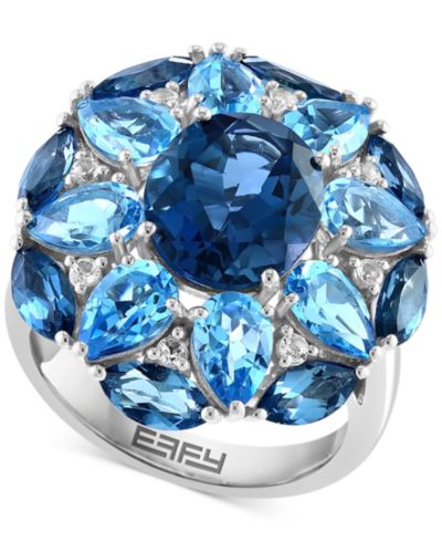 EFFY® Кольцо с цветочным кластером Multi-Topaz (11-1/4 ct. t.w.) в стерлинговом серебре