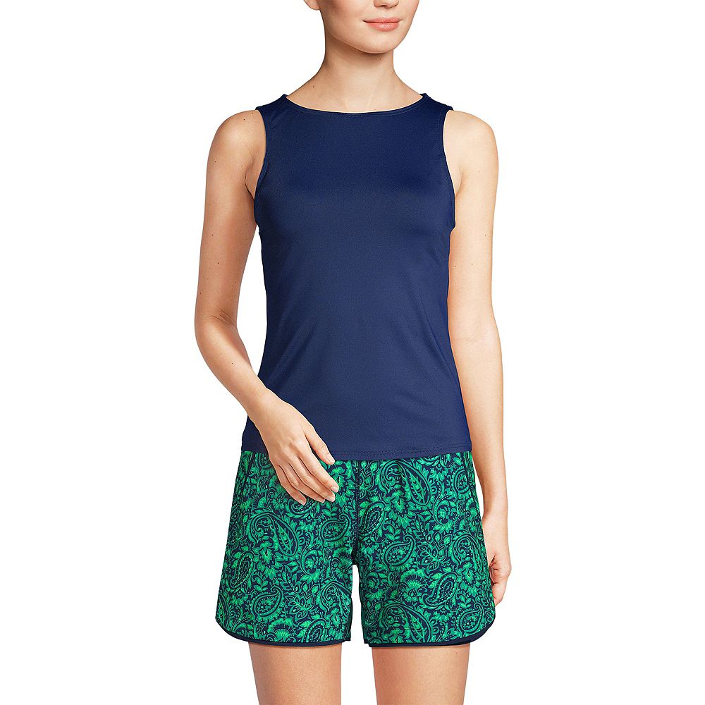 Lands' End Women's Long High Neck UPF 50 Sun Protection Modest Tankini Swimsuit Top