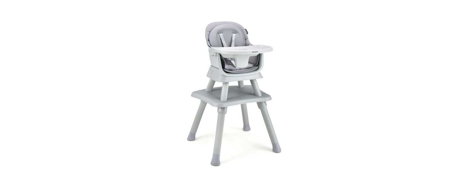 Стульчик для кормления Slickblue 8-in-1 Convertible Baby High Chair с регулируемым съемным подносом