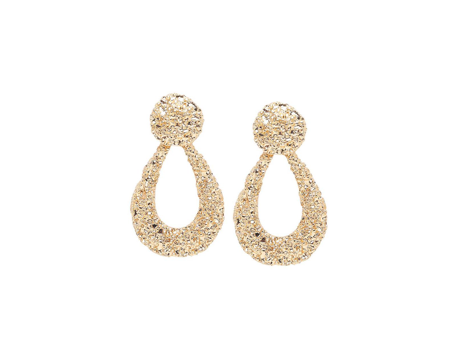 SOHI Women's Gold  Textured Teardrop Earrings