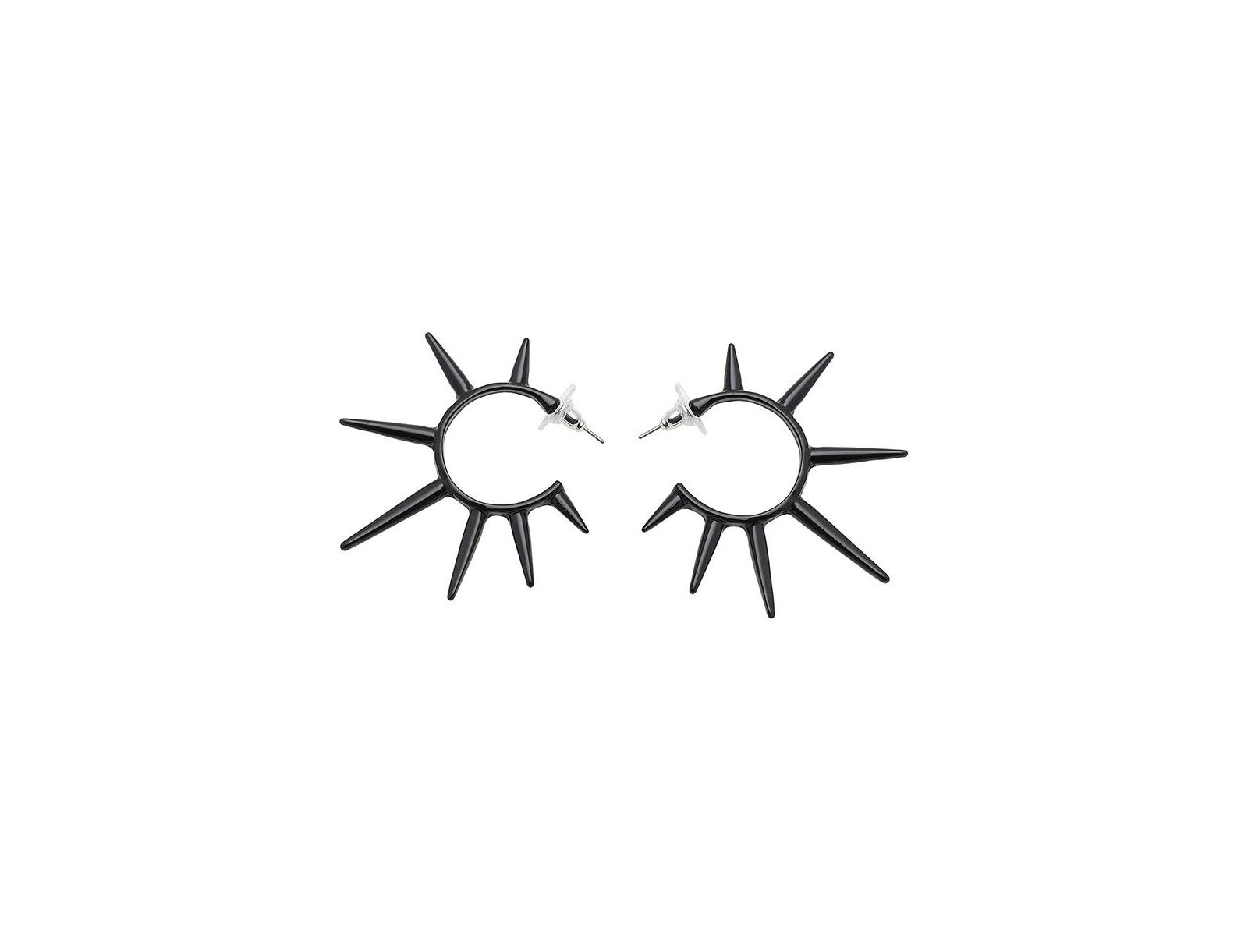 Серьги SOHI Women's Black Spike Hoop
