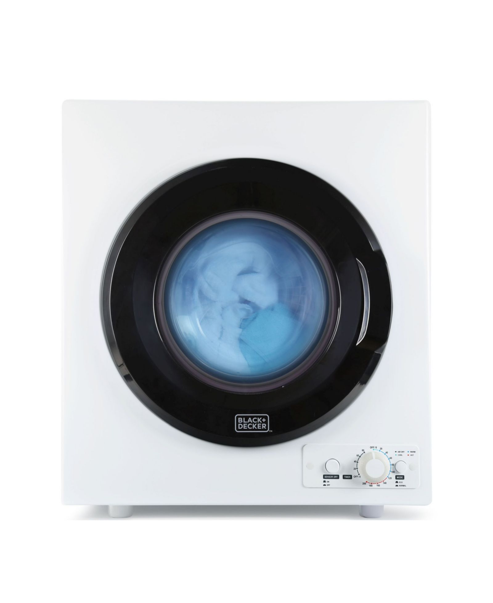 BLACK+DECKER Compact Dryer for Standard Wall Outlet, Small, 4 Modes, Load Volume 13.2 lbs