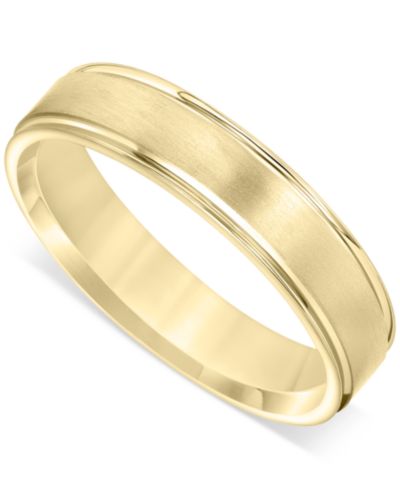 Men's Satin Finish Beveled Edge Band in 18k Gold-Plated Sterling Silver or Sterling Silver