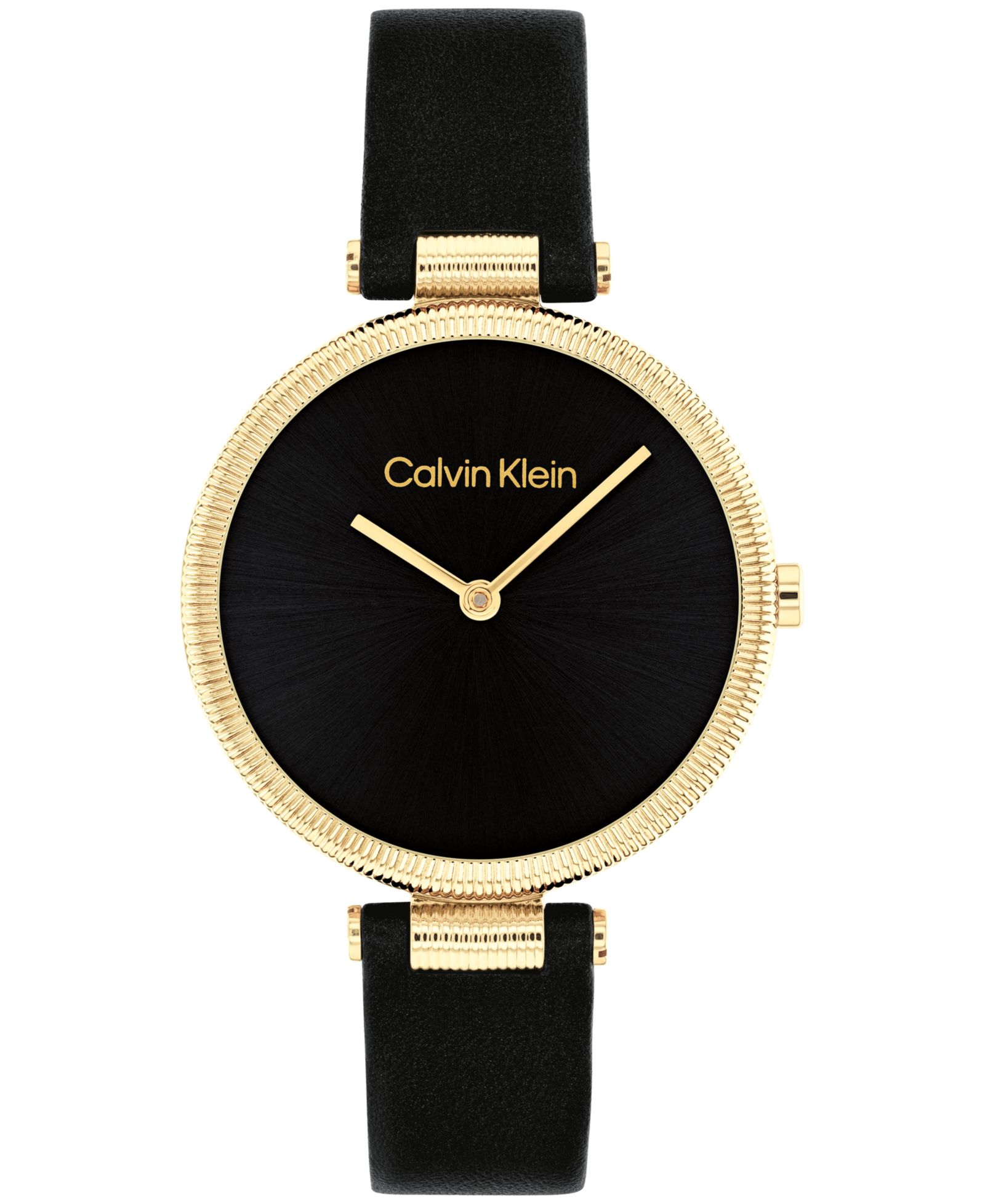 Calvin Klein Women's Gleam Black Leather Strap Watch 32mm