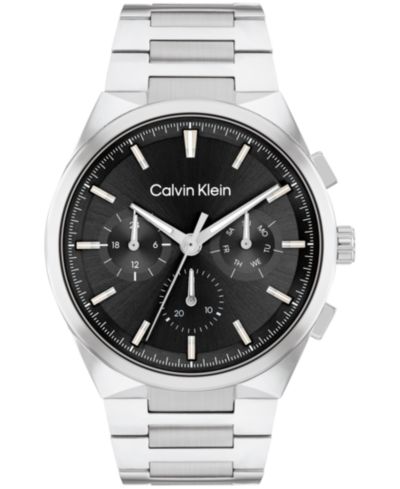 Calvin Klein Men's Distinguish Silver-Tone Stainless Steel Bracelet Watch 44mm