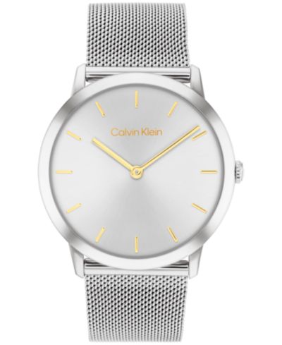 Calvin Klein Women's Exceptional Silver-Tone Stainless Steel Mesh Bracelet Watch 37mm