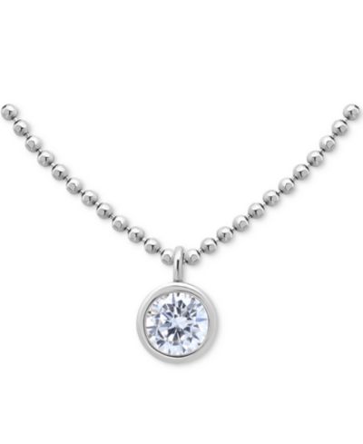 Giani Bernini Cubic Zirconia Bezel Solitaire Pendant Necklace in 18k Gold-Plated Sterling Silver, 16" + 2" extender, Created for Macy's