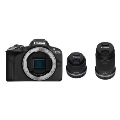 Зеркальная камера Canon EOS R50 с объективами RF-S 18-45mm f/4.5-6.3 IS STM и RF-S 55-210mm f/5-7.1 IS STM, Black