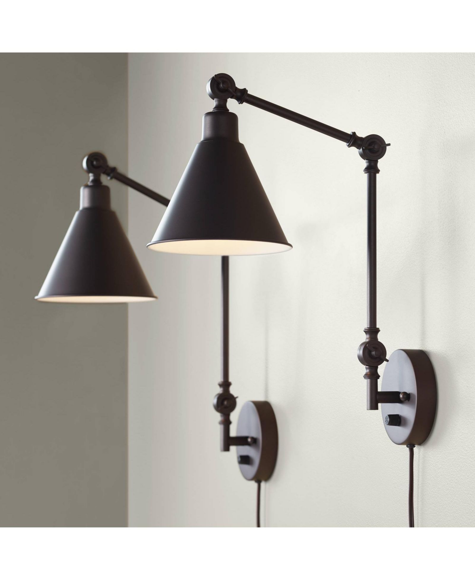 Набор настенных ламп 360 Lighting Dark Bronze Plug-in 6" Wray Modern Industrial Swing Arm, 2 шт.