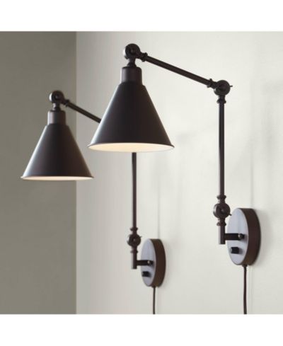 Набор настенных ламп 360 Lighting Dark Bronze Plug-in 6" Wray Modern Industrial Swing Arm, 2 шт.