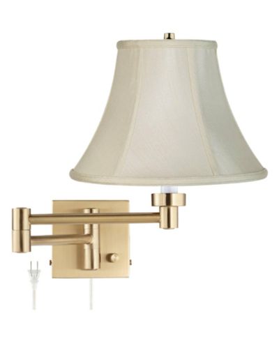 Barnes and Ivy Alta Vintage настенная лампа с откидной стрелкой Antique Brass Cream Fabric Bell Shade