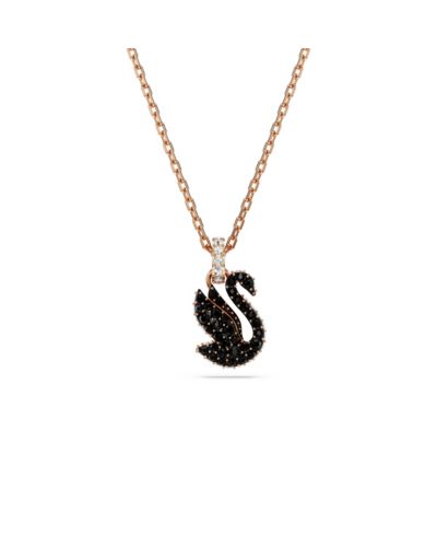 Подвеска Swarovski Swan, Small, Black, Rose Gold-Tone Iconic Swan