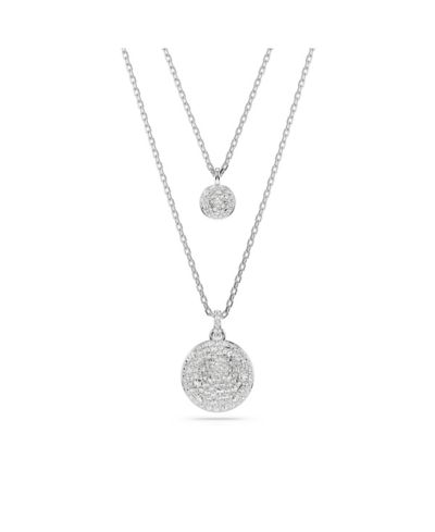Swarovski White, Rhodium Plated or Rose-Gold Tone or Gold-Tone Meteora Layered Pendant Necklace