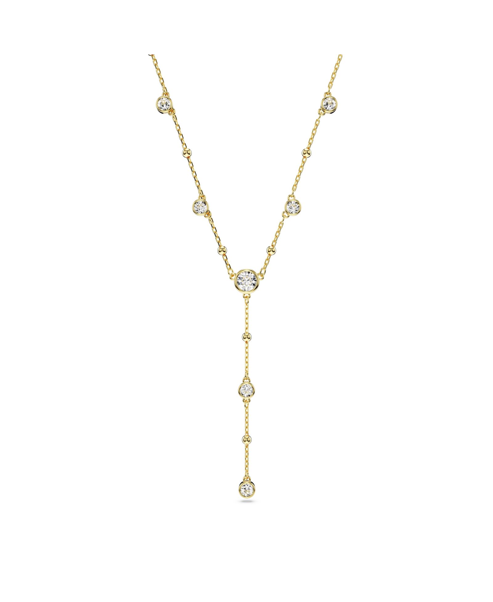Swarovski Round Cut, Scattered Design, White, Gold-Tone Imber Y Necklace