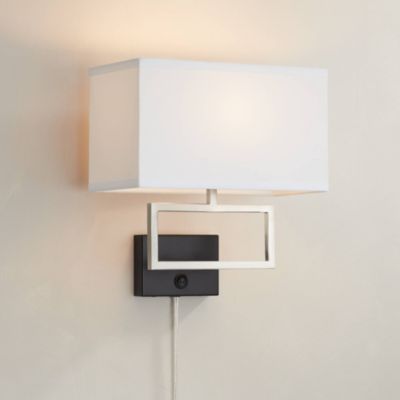 Possini Euro Design современный настенный светильник Trixie, матовый никель, прямоугольный плафон для спальни, гостиной или коридора