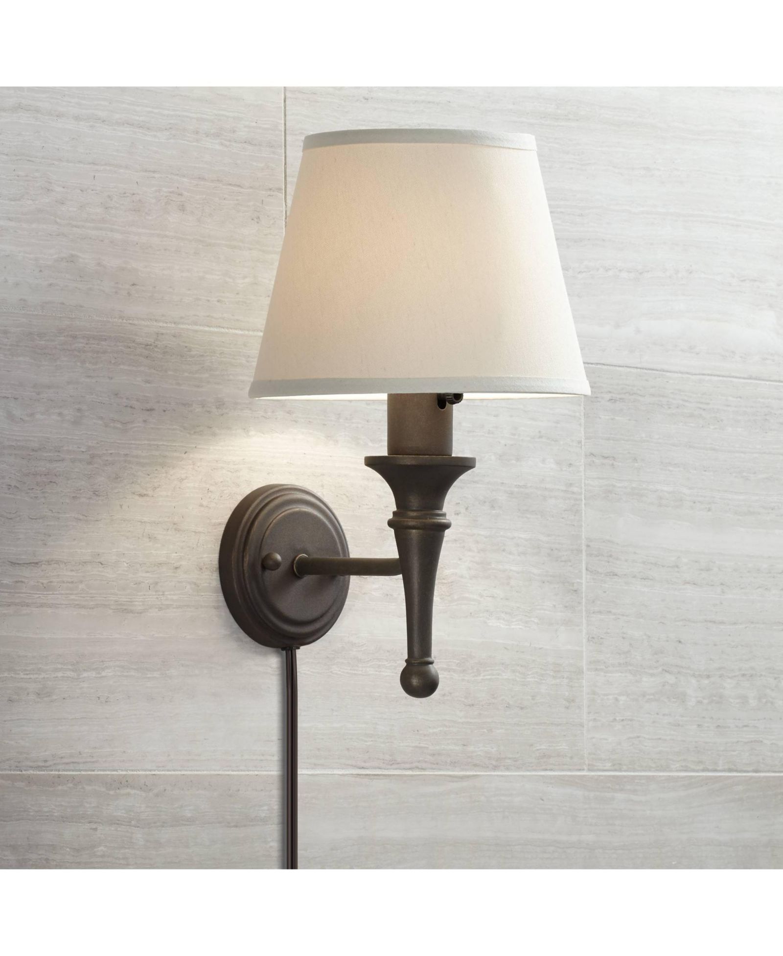 Regency Hill Braidy Farmhouse Rustic Wall Lamp Plug-in 7" Fixture with Empire Shade