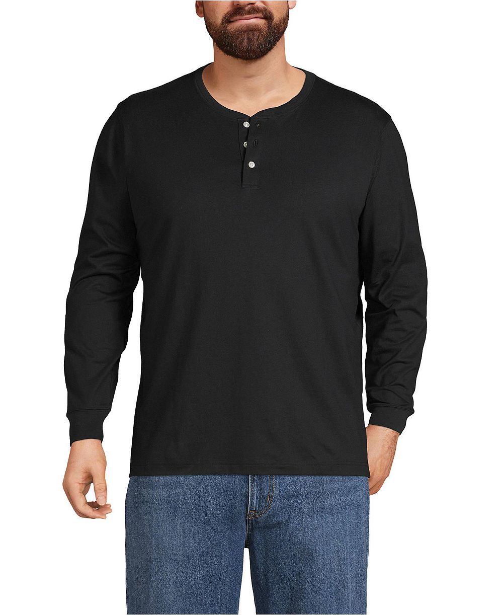 Lands' End Men's Super-T Long Sleeve Henley T-Shirt